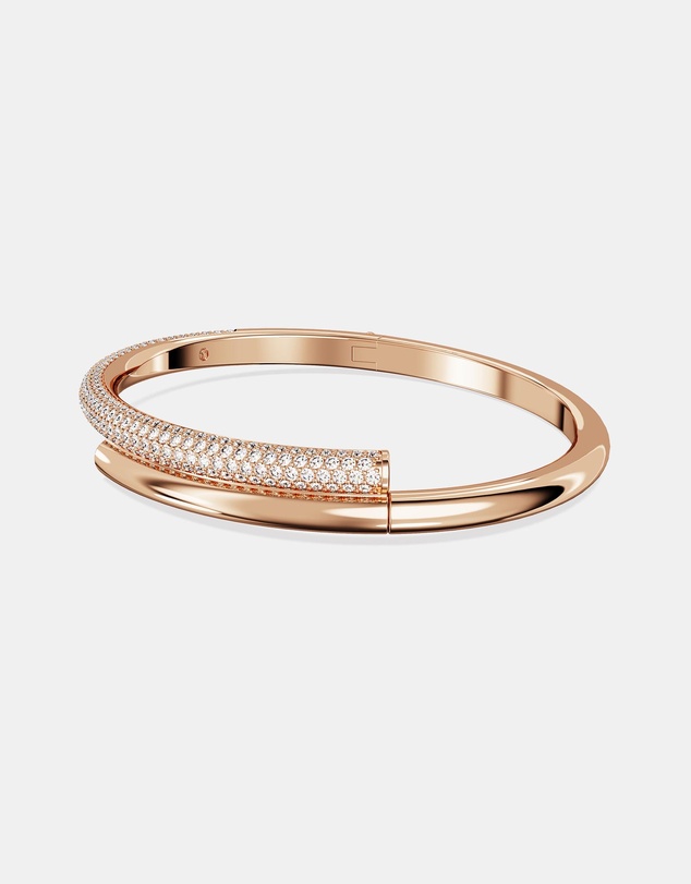 Swarovski - Dextera Bangle, Magnetic Closure, White, 18K Rose Gold Finish