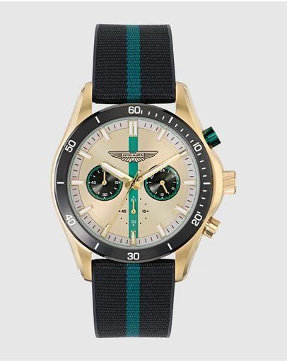 Aston Martin - CLP 45mm Black and Podium Green Flex Strap Watch