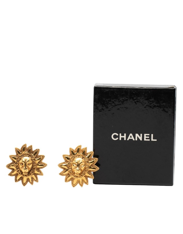 Pre-Loved by Azura Reborn - Pre-Loved CC Gold Plated Lion Sunburst Clip on Earrings