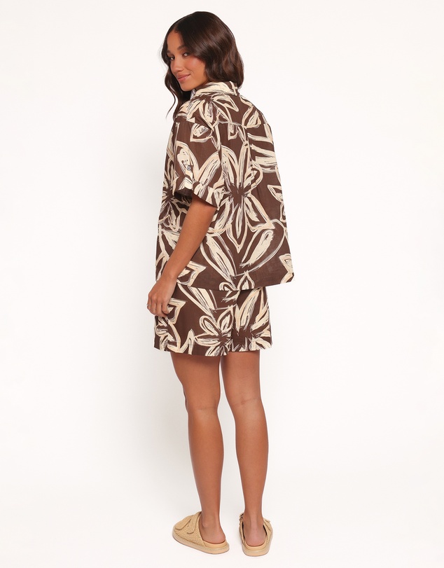 Petal & Pup - Pacifica Shorts - Chocolate Floral