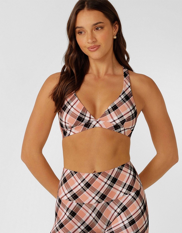 Lorna Jane - Sorbet Plaid Rib Sports Bra