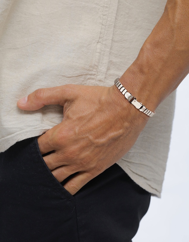 Kuzzoi - Geometric Bar Link Bracelet in 925 Silver