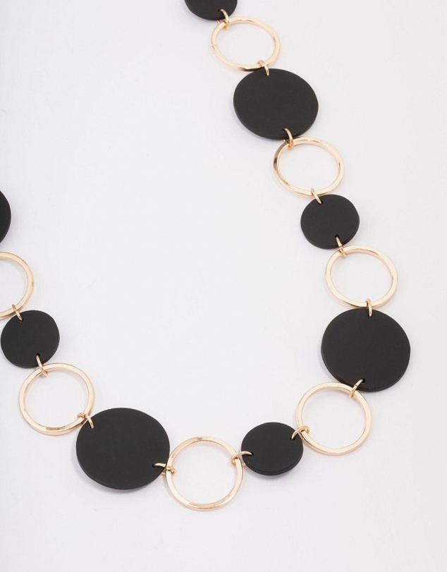 Lovisa - Black Matte Station Disc Necklace