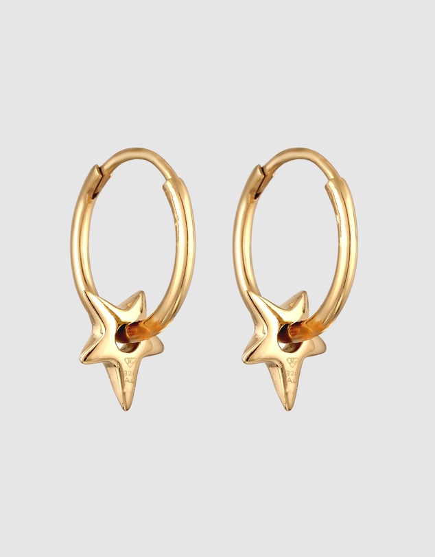 Elli Jewelry - Star Hoop Earrings in Gold-Plated 925 Silver