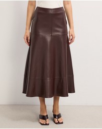 The Fated - Cam Leather Look Midi Skirt