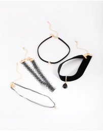 Lovisa - Gold Lace & Teardrop Choker 4-Pack