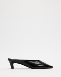 AERE - Tala Heeled Leather Mules