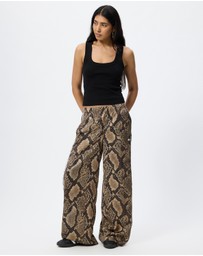 adidas Originals - Satin Snake Print Wide Leg Track Pants - ICONIC EXCLUSIVE