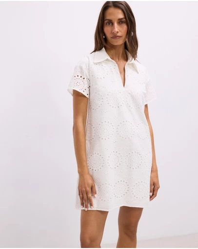 The Fated - Quinn Broderie Collared Mini Dress