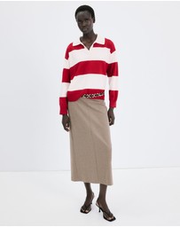 M.N.G - Striped Polo-Neck Sweater