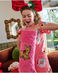 Kip&Co - Christmas Rudolph Embroidered Velvet Stocking - Kids