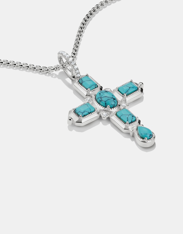 THOMAS SABO - THOMAS SABO Cross Pendant with Imitation Turquoise Stones Silver