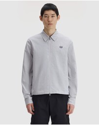 Fred Perry - Striped Seersucker Zip Through Overshirt