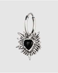 Haze & Glory - ICONIC EXCLUSIVE - Flaming Heart Charm Earring in Oxidized 925 Silver