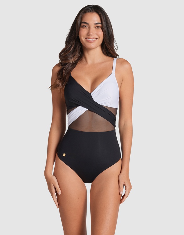 Leonisa - Recycled Nylon Shaping One-Piece Swimsuit with Mesh