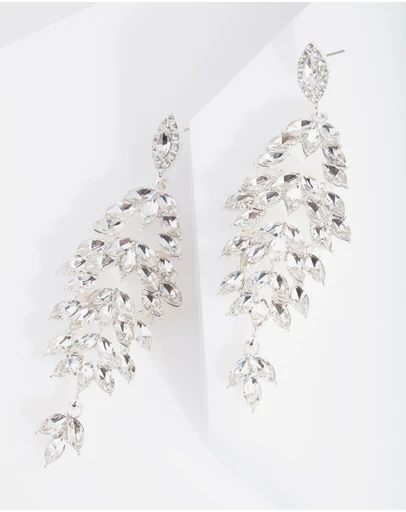 Lovisa - Silver Navette Stone Drop Earrings