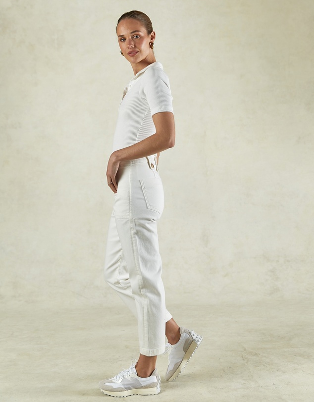DRICOPER DENIM - Stella Stretch High Waisted Ivory Trousers