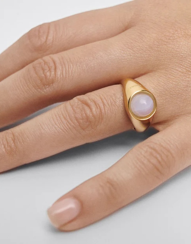 PDPAOLA - Blue Lace Agate Moon Ring