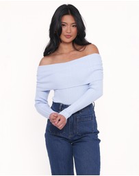 Petal & Pup - Junia Tie Back Knit Top - Pale Blue
