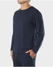 Mitch Dowd - Mens Long Sleeve Bamboo Crew Tee - Navy