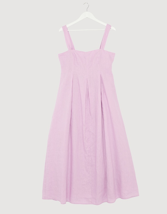 Revibe - Repaired AERE Inara Pleated Linen Midi Dress - AU 16