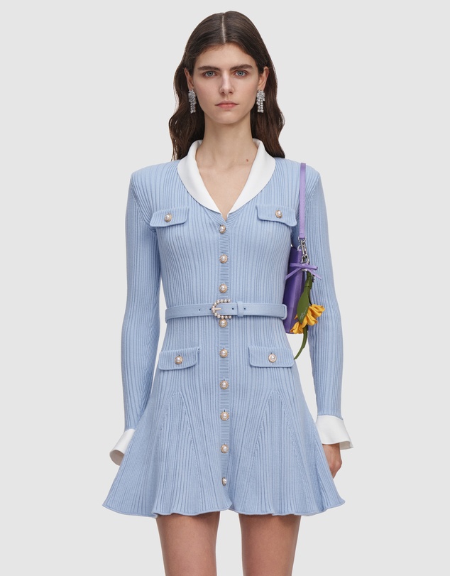 Self Portrait - Ribbed Knit Mini Dress