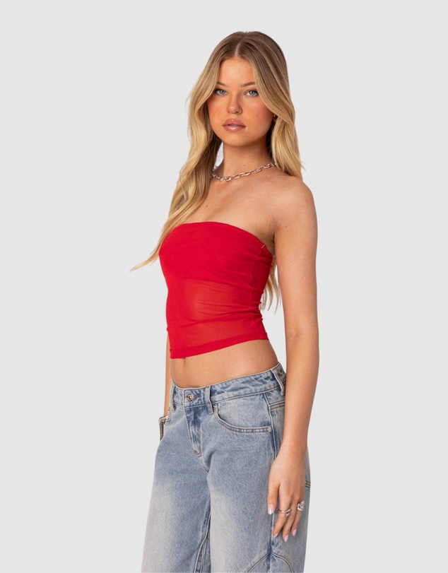 EDIKTED - Celestia Sheer Mesh Tube Top