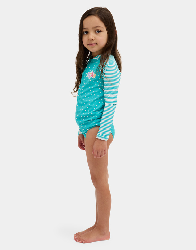 Roxy - Girls 2 to 7 Coastal Clash Long Sleeve Swim Two Piece