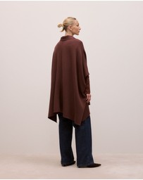 Trenery - Cotton Cashmere Blend Poncho in Espresso