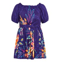 City Chic - Plus size Island Breeze Placement Dress - indigo
