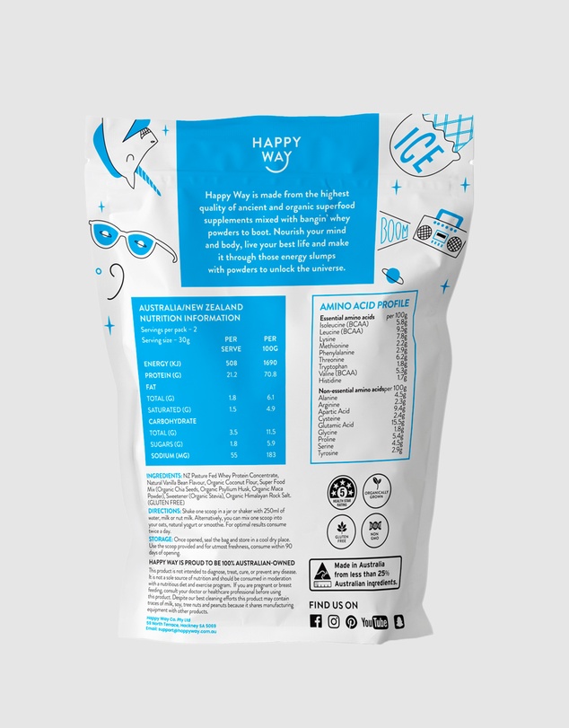 Happy Way - Vanilla Whey Protein Powder 6 Sample Packs