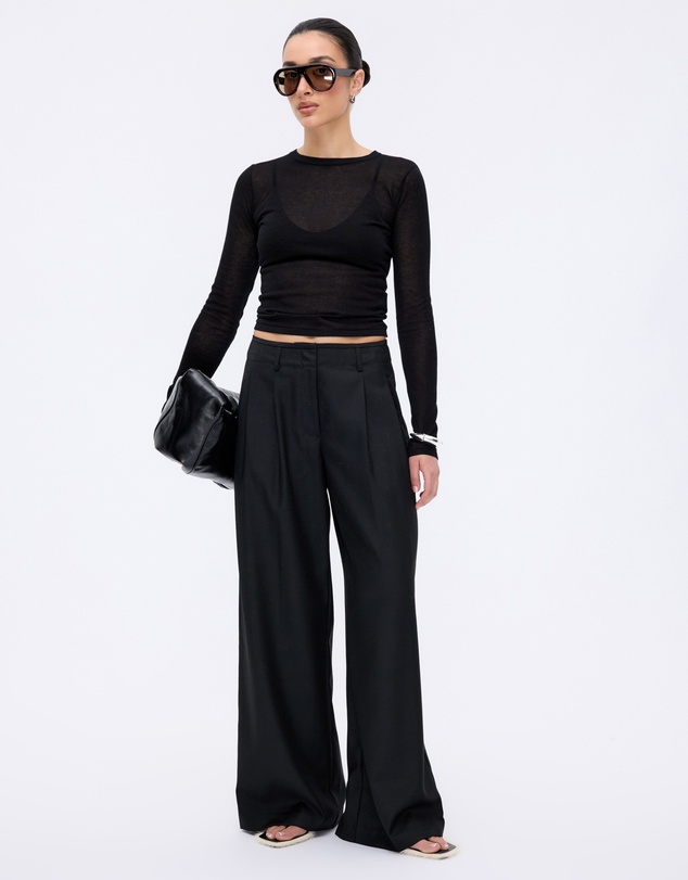 Revibe - Repaired Minima Esenciales Senna Wool Blend Wide Leg Pants - AU 12