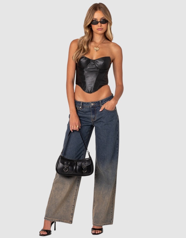 EDIKTED - Aberdeen Faux Leather Cupped Corset
