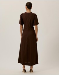 Tussah - Zoe Pin Tuck Detail Flutter Sleeve Midi Dress