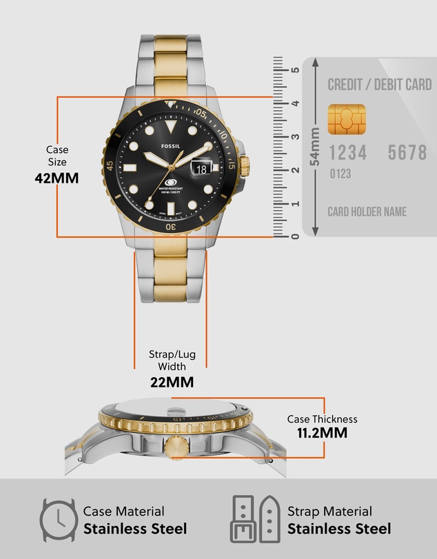 Fossil - Fossil Blue Dive Two Tone Analogue Watch