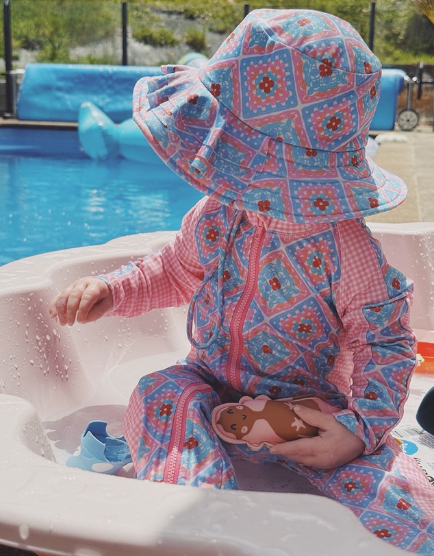 Tyoub - Tyoub Baby Sun-Safe Zip-Up Swimsuit Petal Patchwork