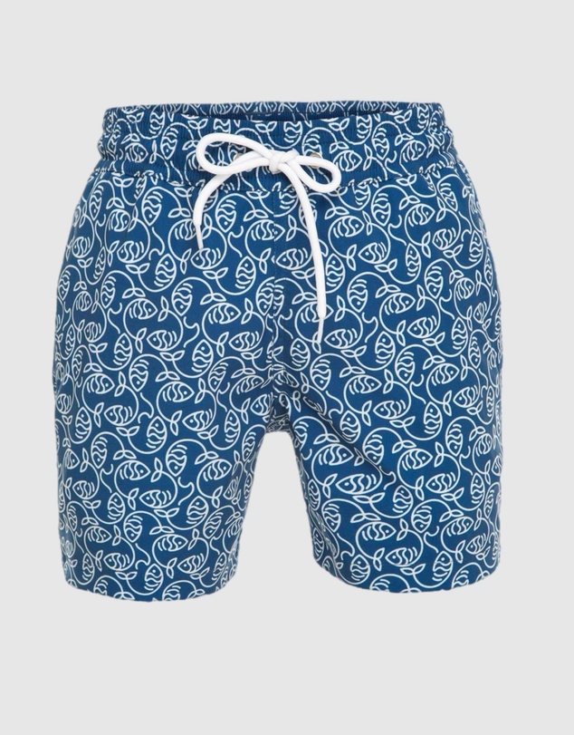 Tolu Australia - Boys Swim Shorts With Blue Fishes