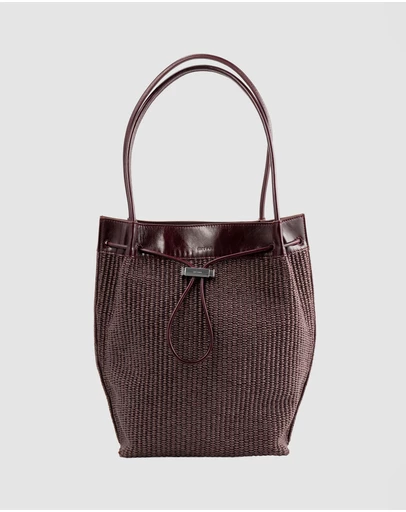 By Far - Kayla Raffia and Calf Leather Bag