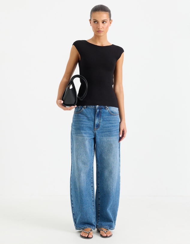 Calli - Phonix Boat Neck Compact Knit Top