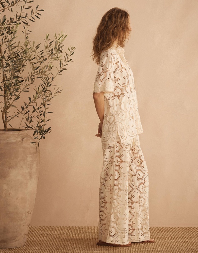 AUR OCEA - Lace Gathered Wide Leg Pants