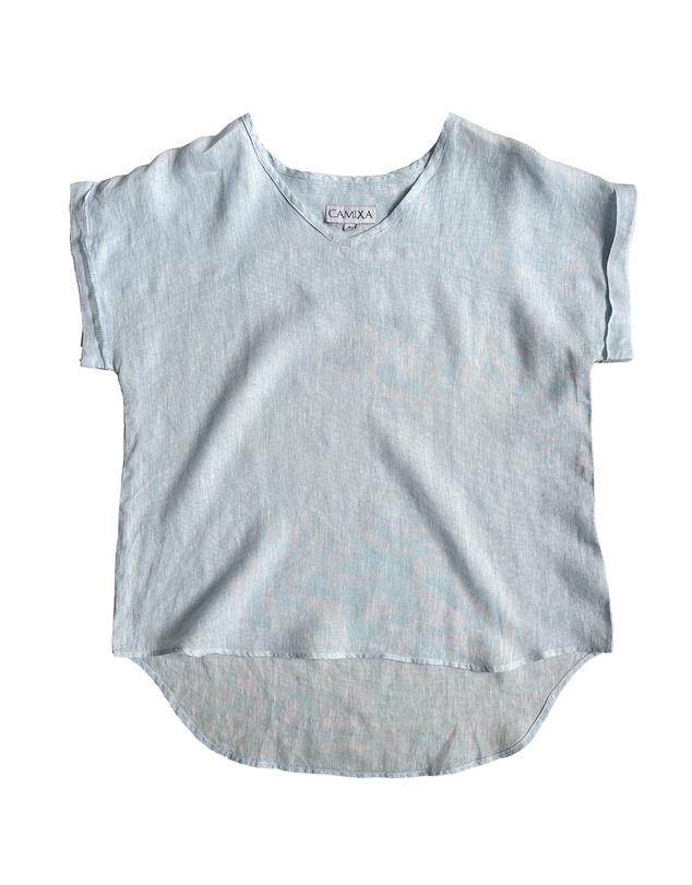 CAMIXA - Martina Linen V-Neck T-shirt