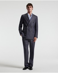 Calibre - Wool Denim Double-Breasted Suit Jacket Navy