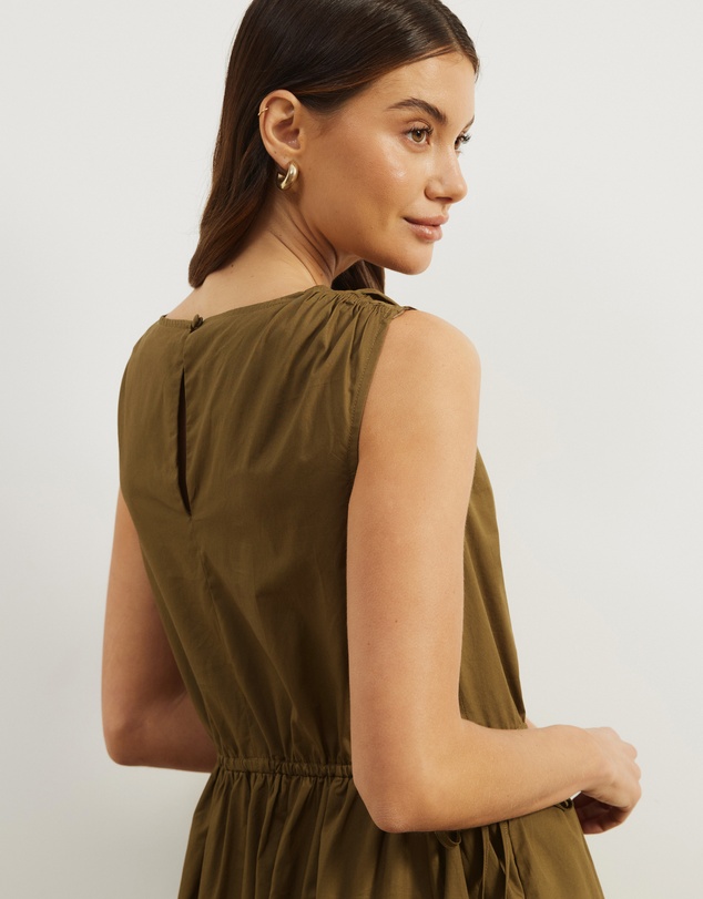 Atmos&Here - Cora Drawstring Poplin Midi Dress