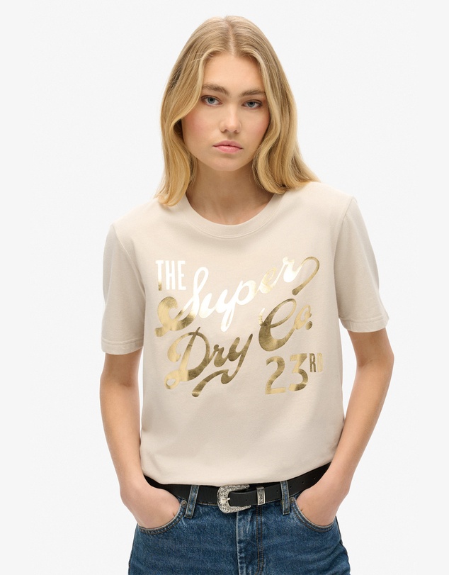 Superdry - Luxe Metallic Logo Relaxed Tee