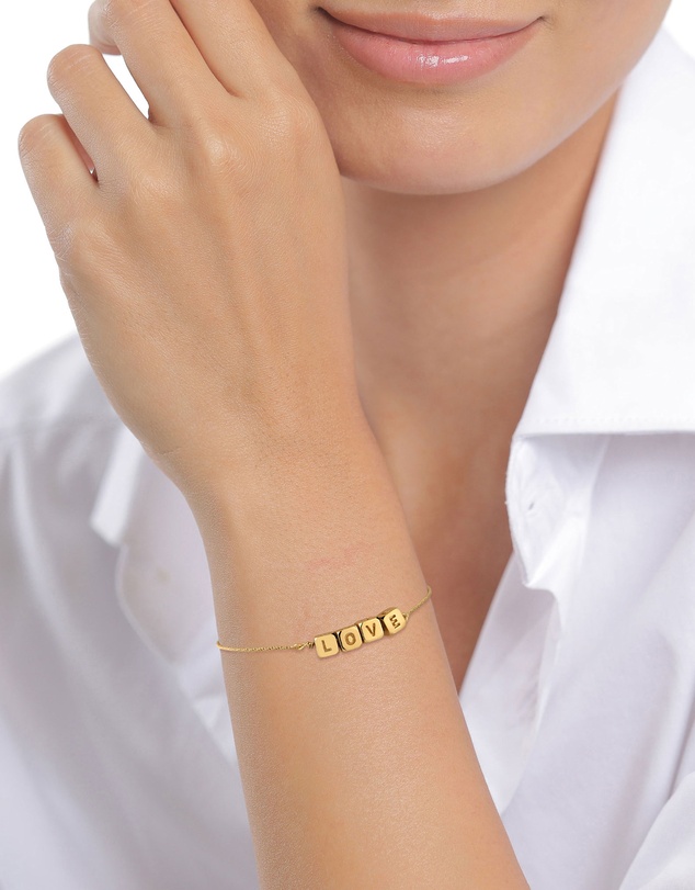 Elli Jewelry - LOVE Bracelet in Gold-Plated 925 Silver