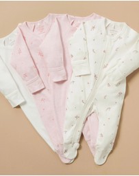 Purebaby - 4 Pack Zip Growsuit-Babies