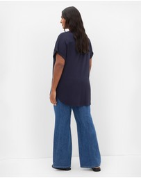City Chic - Plus size Kiran Hi-Lo Tee - navy