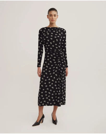 Witchery - Long Sleeve Ruched Mesh Dress