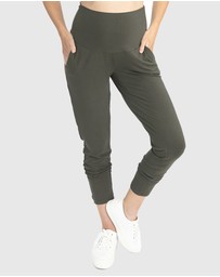 Angel Maternity - Maternity Comfortable Stretchy Tapered Pants in Khaki