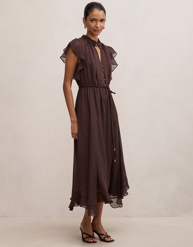 Forever New Petite - Maxwell Petite Flutter Sleeves Midi Dress